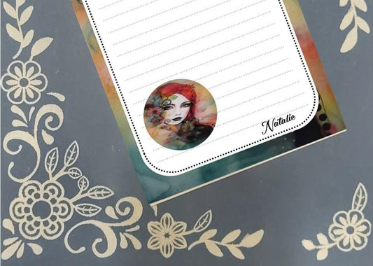 Personalized Girl, red hair, gothic, Notepad Stationery
