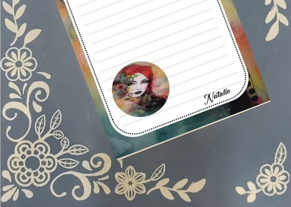 Personalized Girl, red hair, gothic, Notepad Stationery