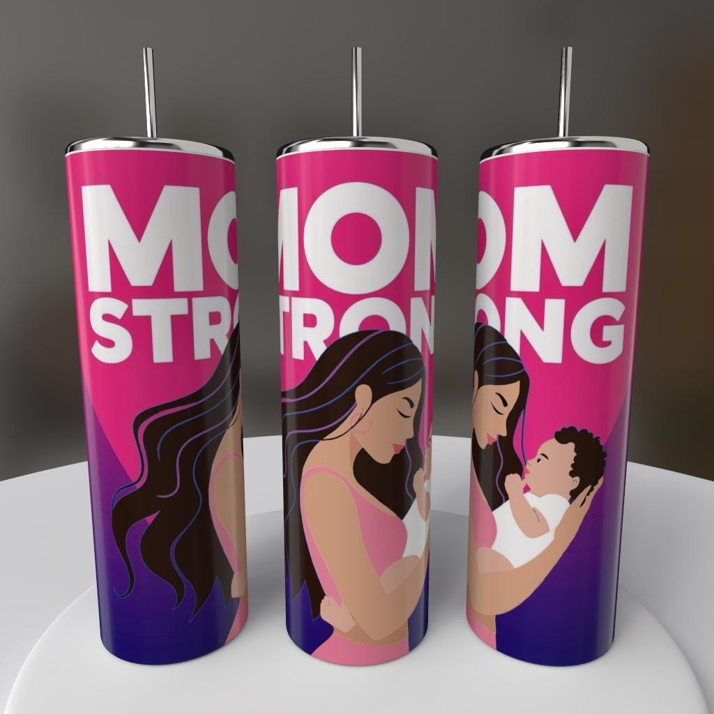 Mom Strong, Choose Hair Color & Skin Tone, Mug or Tumbler