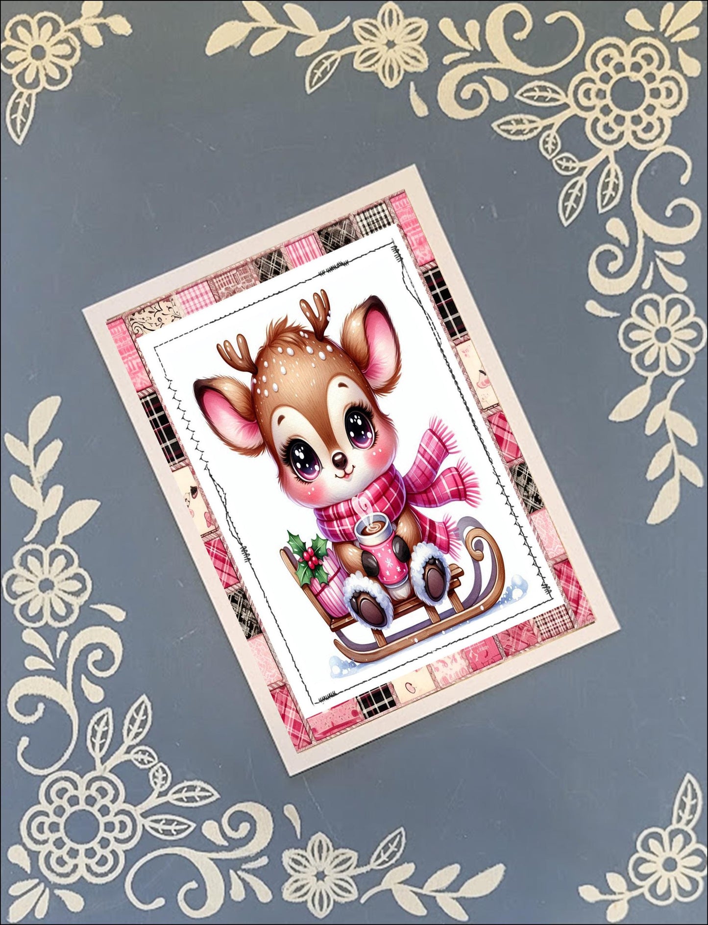 Christmas, Winter Animals on Sleds, Greeting Card Bundle