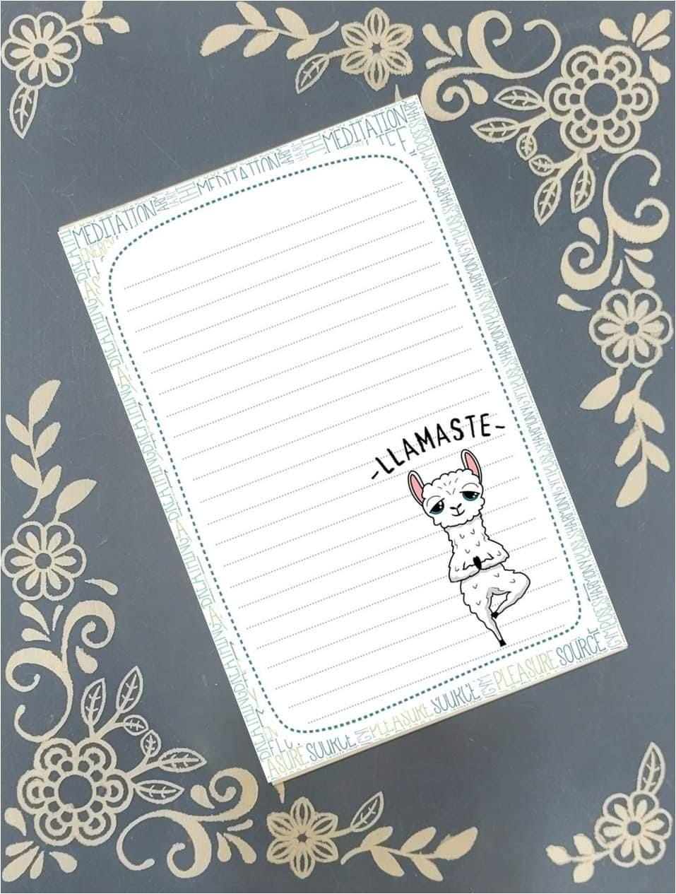 Personalized Yoga Namaste Llama = Llamaste, Yogi, Notepad Stationery