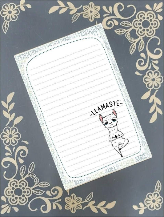 Personalized Yoga Namaste Llama = Llamaste, Yogi, Notepad Stationery
