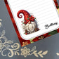 Personalized Poinsettia Gnome, Christmas, Winter, Holiday, Notepad Stationery