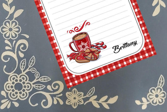 Personalized Hot Cocoa, Hot Chocolate, Christmas, Winter, Holiday, Notepad Stationery