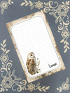 Personalized Owl, Barn Owl, Notepad Stationery