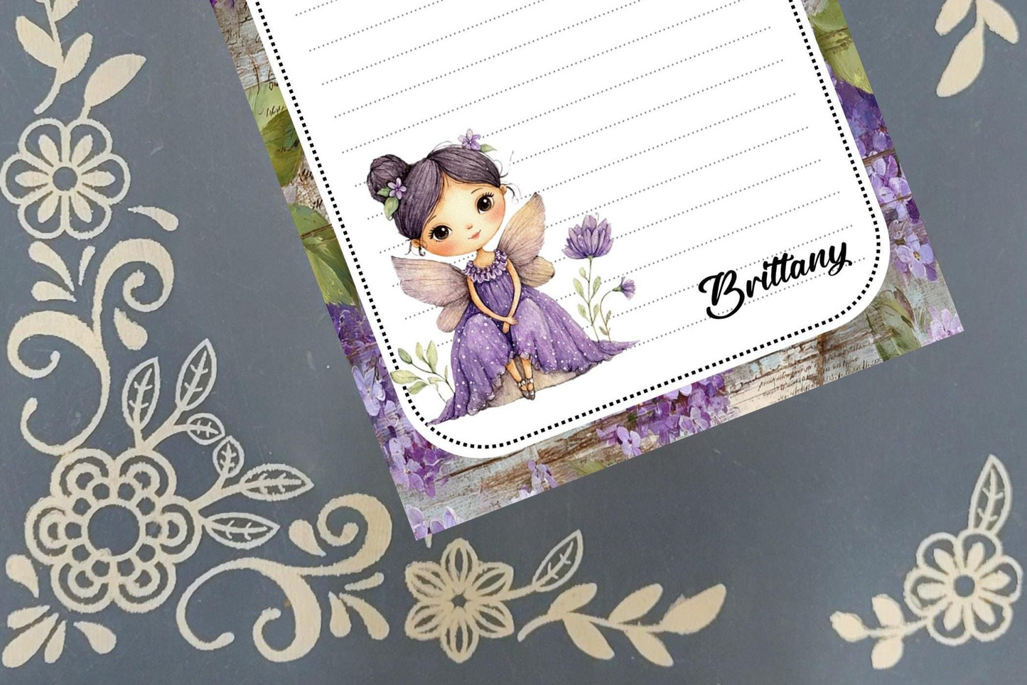 Personalized Spring Fairy Purple, Autumn, Notepad Stationery
