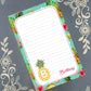 Personalized Pineapple 3, Custom Monogram, Notepad Stationery