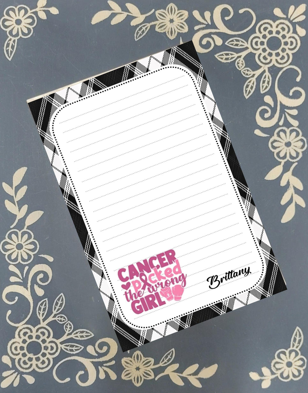 Personalized Cancer Awareness, October Pink, Notepad Stationery