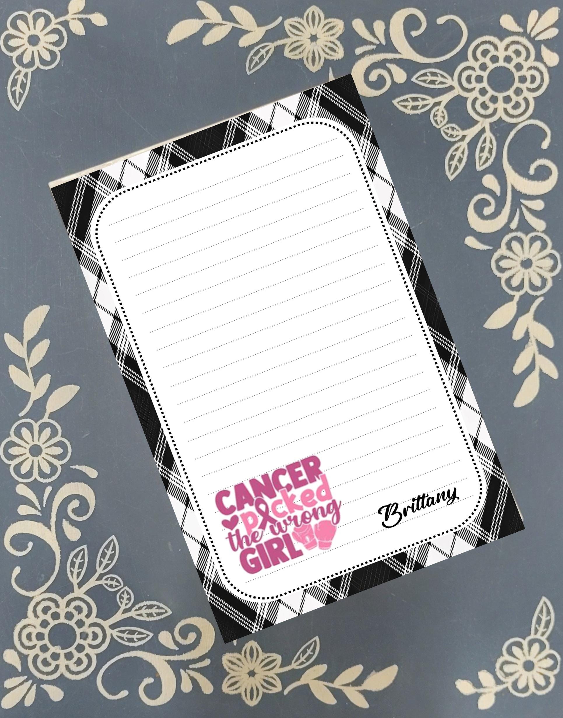 Personalized Cancer Awareness, October Pink, Notepad Stationery