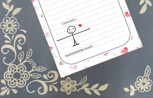 Personalized I Love You This Much, Stick Figure, Notepad Stationery