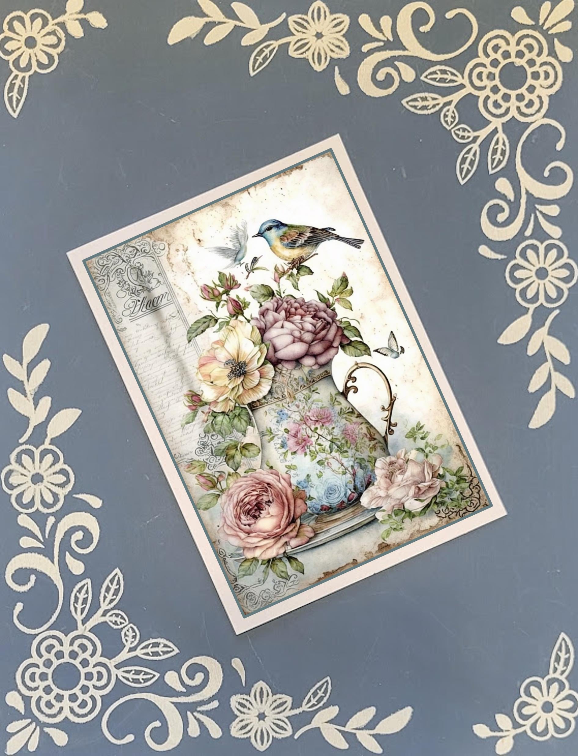 Floral Bird Greeting Card Bundle, 5x7 with Envelopes