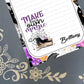 Personalized Magic, Make Your Own Magic, Black Cat, Witch, Purple, Halloween, Notepad Stationery
