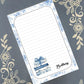 Personalized Books, Bookish, Sorry I'm Booked, delicate blue floral pattern, Notepad Stationery
