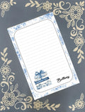Personalized Books, Bookish, Sorry I'm Booked, delicate blue floral pattern, Notepad Stationery