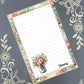 Personalized Flowers, Pink Flowers in a Vase, Notepad Stationery