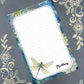 Personalized Dragonfly, Blue Floral, Notepad Stationery