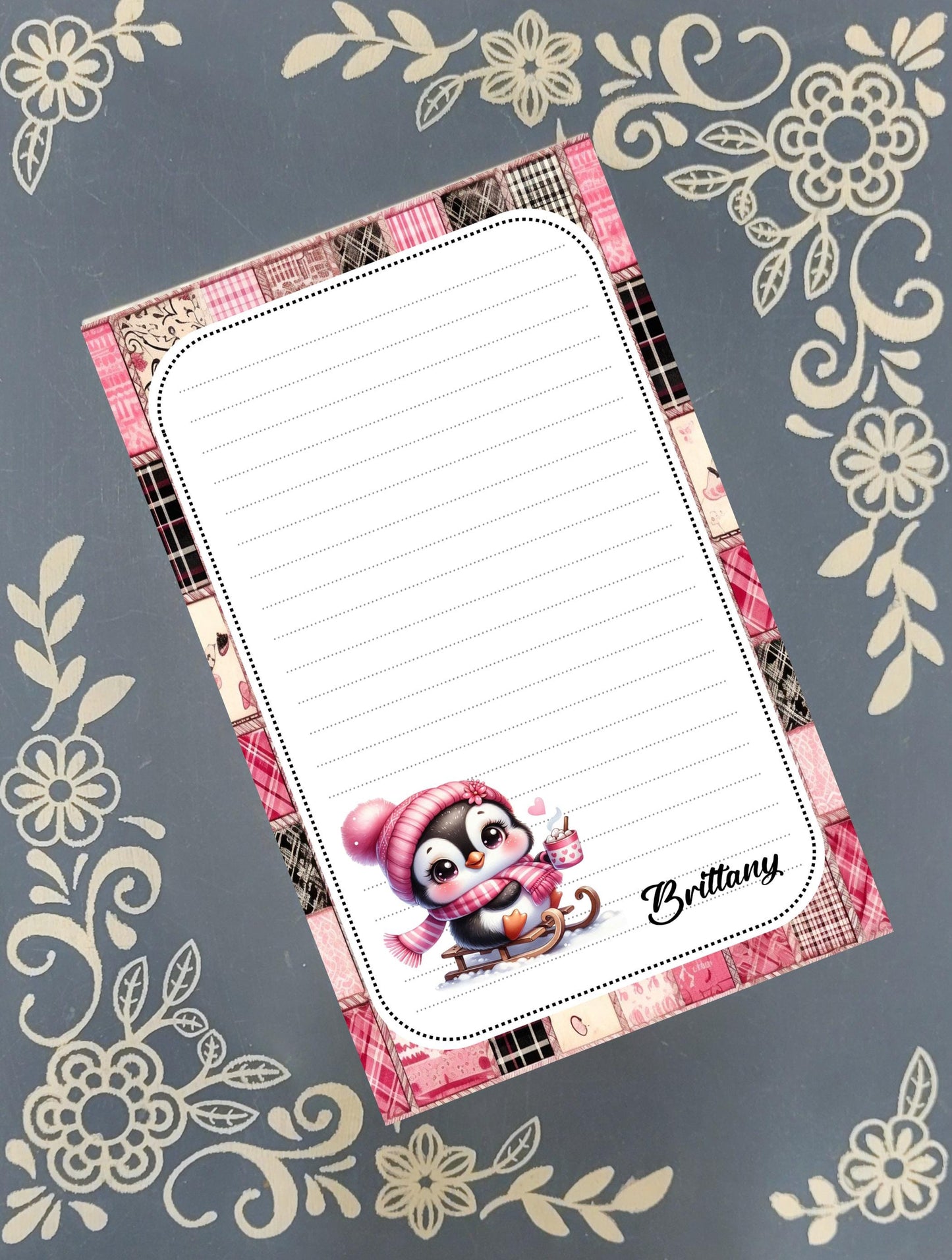 Personalized Penguin Winter Notepad | Custom Kids Stationery
