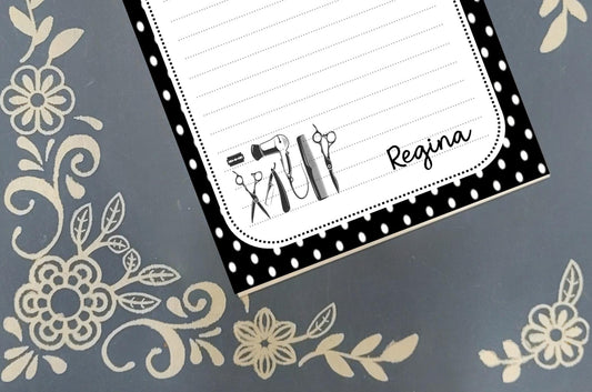 Personalized Hair Stylist, Salon, Scissors, Notepad Stationery