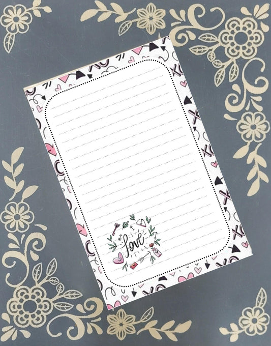 Personalized Valentine's, Love, Hearts, Notepad Stationery