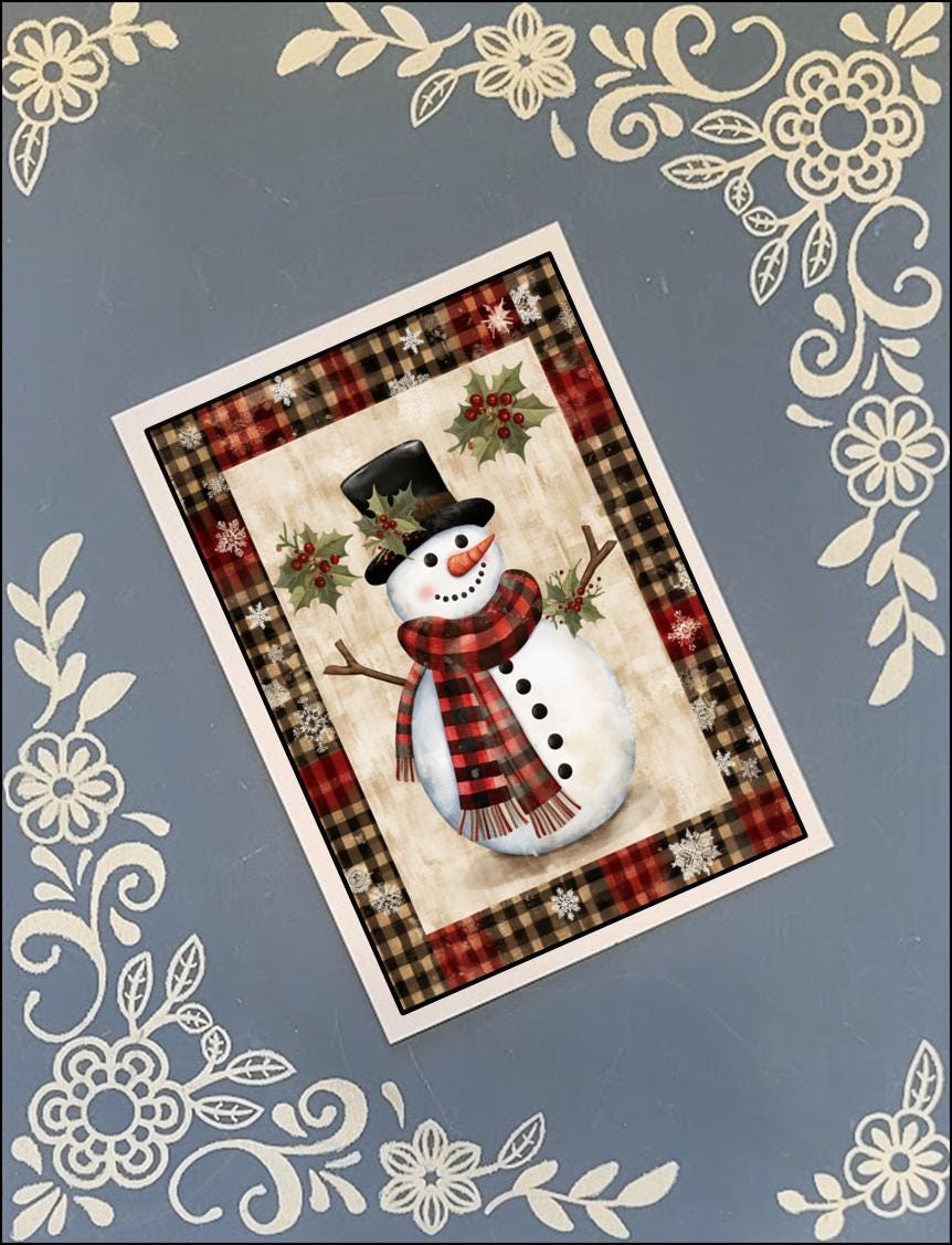 Christmas Snowman Greeting Card Bundle | 10 Pack with Envelopes