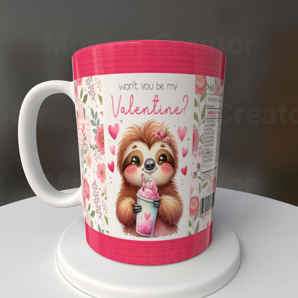 Won't You Be My Valentine Sloth Mug or Tumbler