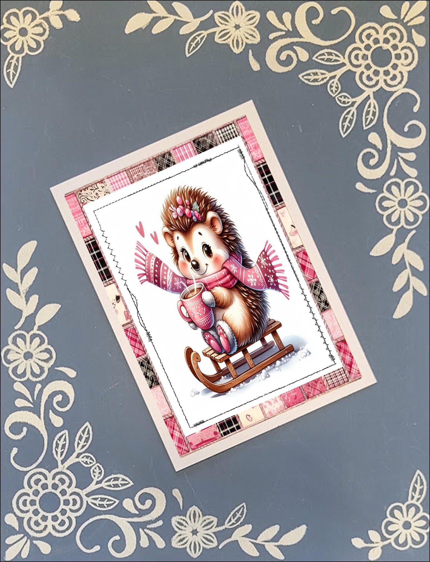 Christmas, Winter Animals on Sleds, Greeting Card Bundle