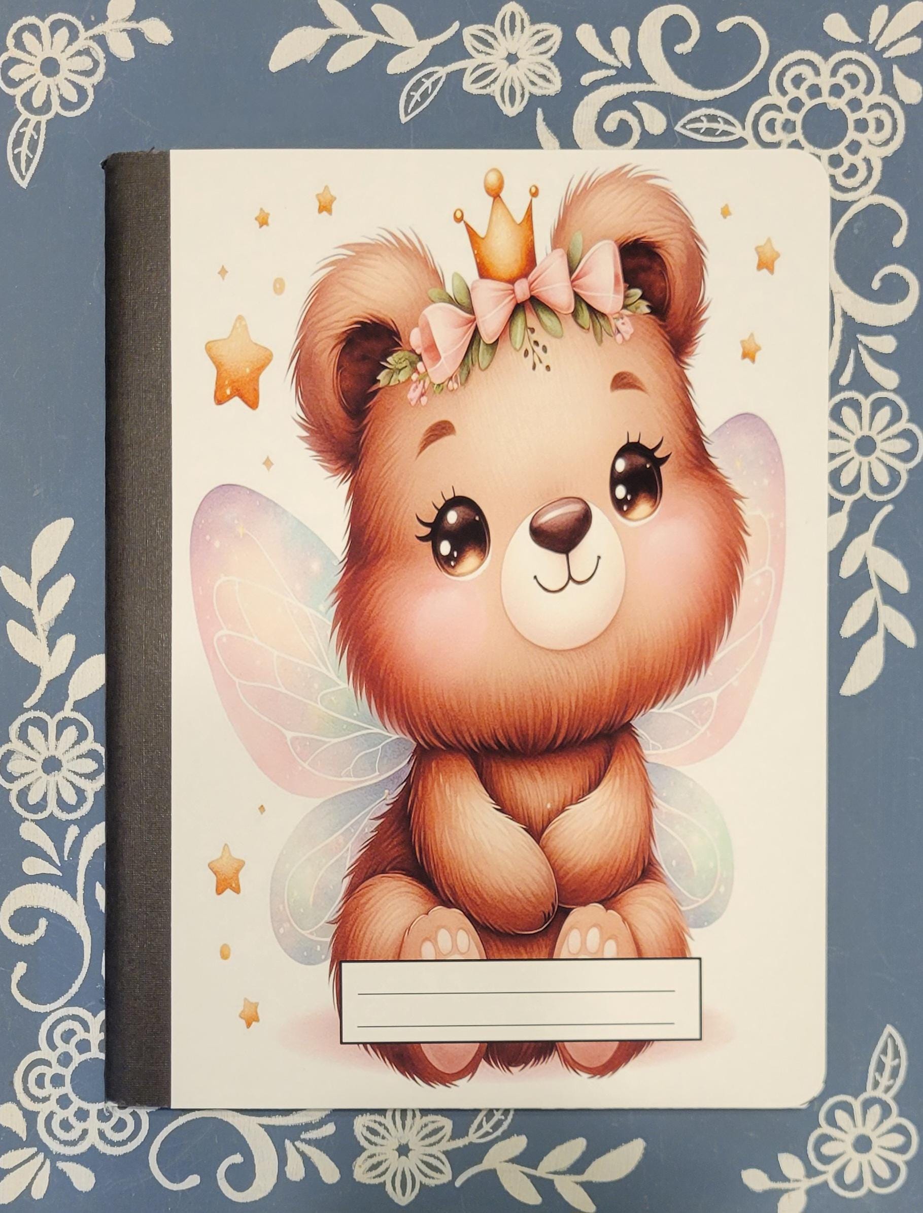 Bear, Adorable Winged Bear, Covered Notebook