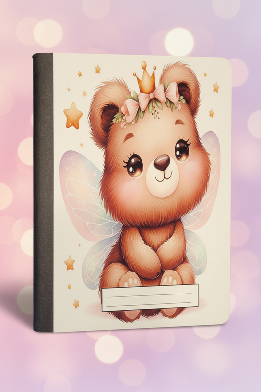 Bear, Adorable Winged Bear, Covered Notebook