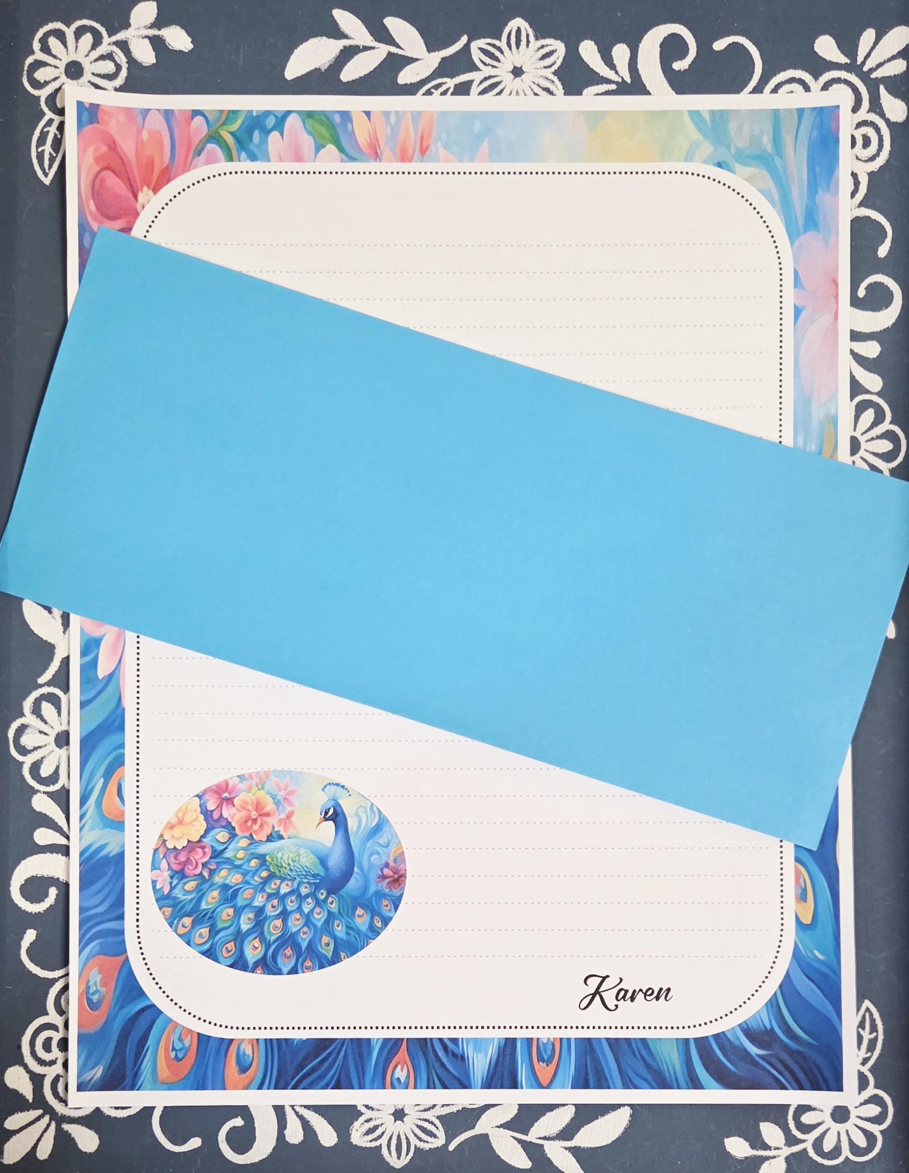 Personalized Peacock, Stationery Kit, Letter Writing Set, Snail Mail, Pen Pal