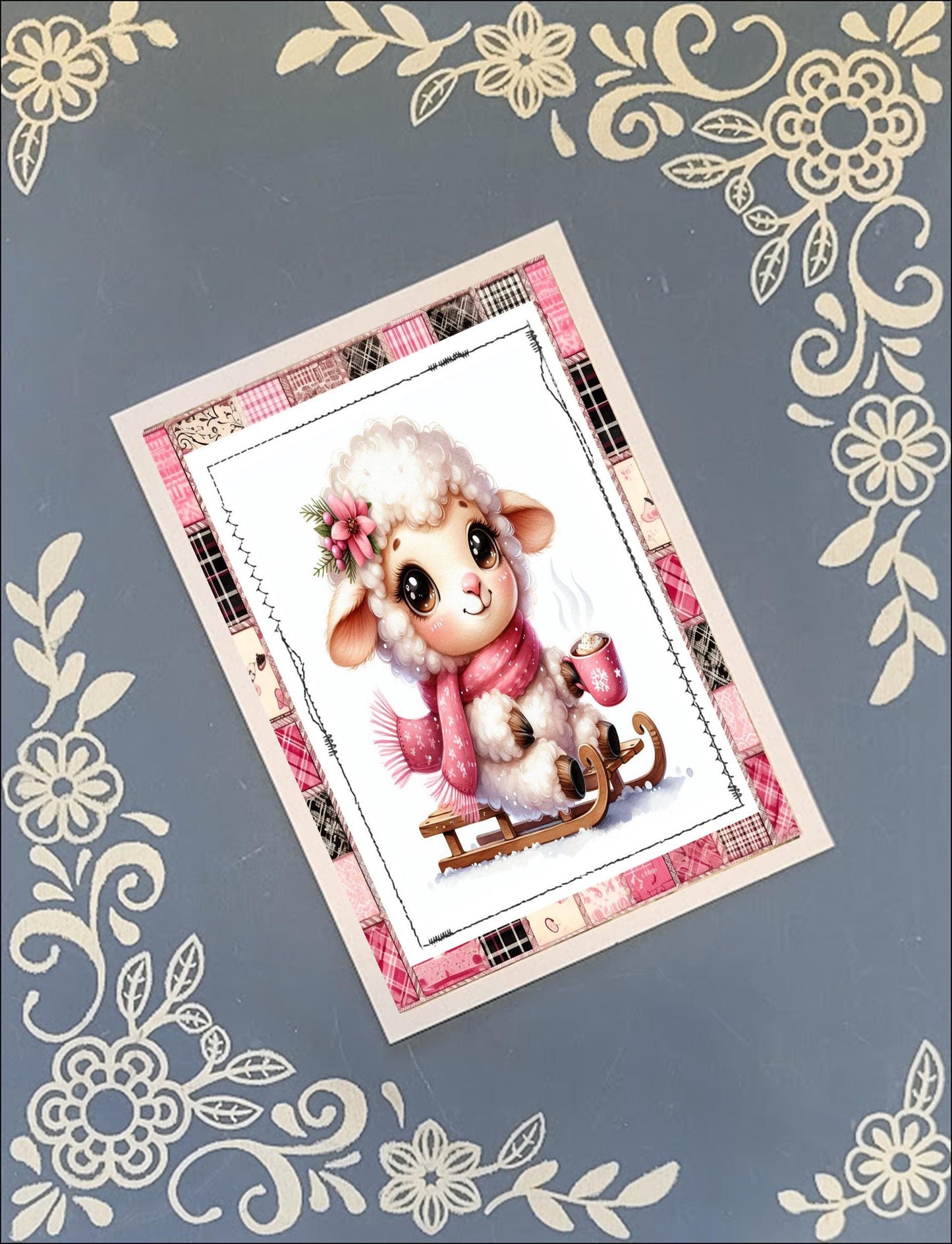 Christmas, Winter Animals on Sleds, Greeting Card Bundle