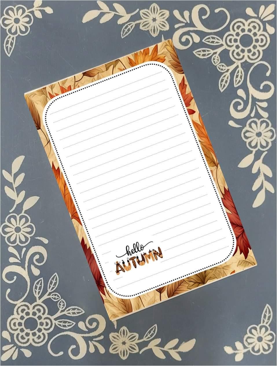 Personalized Hello Autumn Fall Notepad Stationery