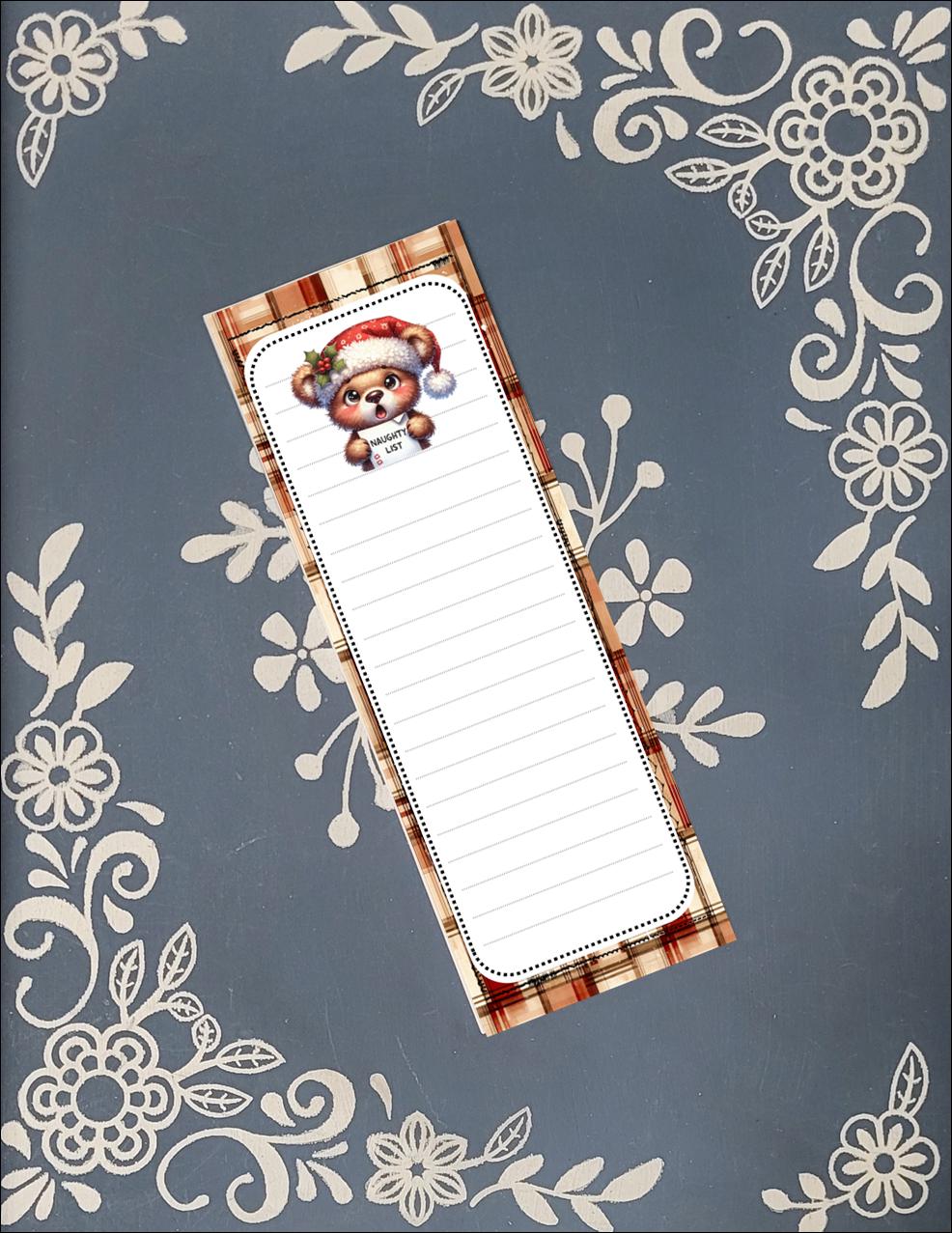 Christmas, Naughty List, Bear, Magnet Notepad List Pad