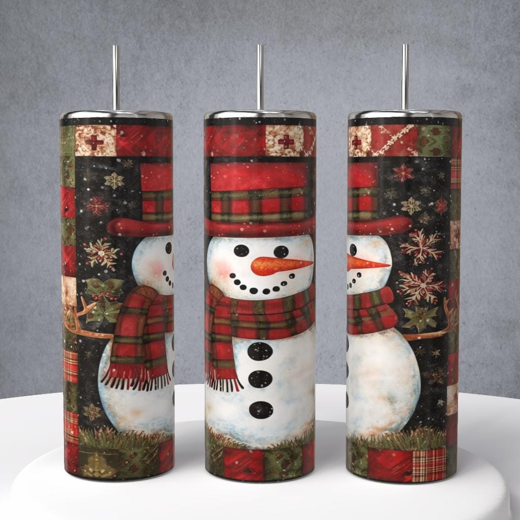Snowman, Red Plaid, Mug or Tumbler
