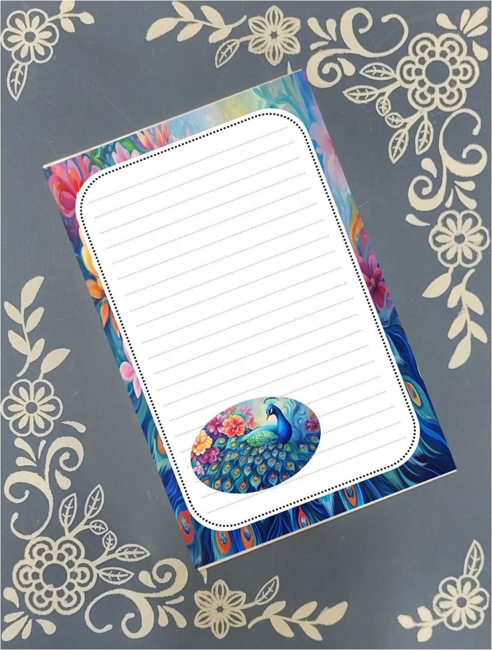 Personalized Peacock Notepad | Custom Bird Motif Stationery