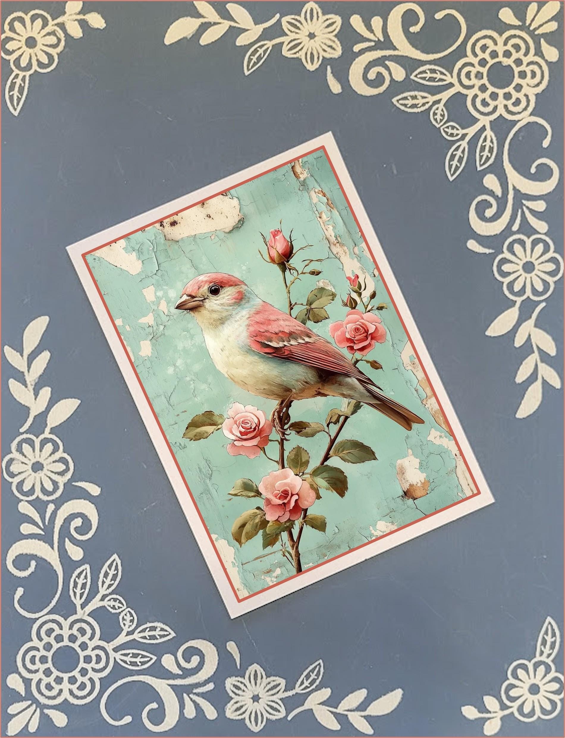 Floral Bird Greeting Card Bundle, 5x7 with Envelopes
