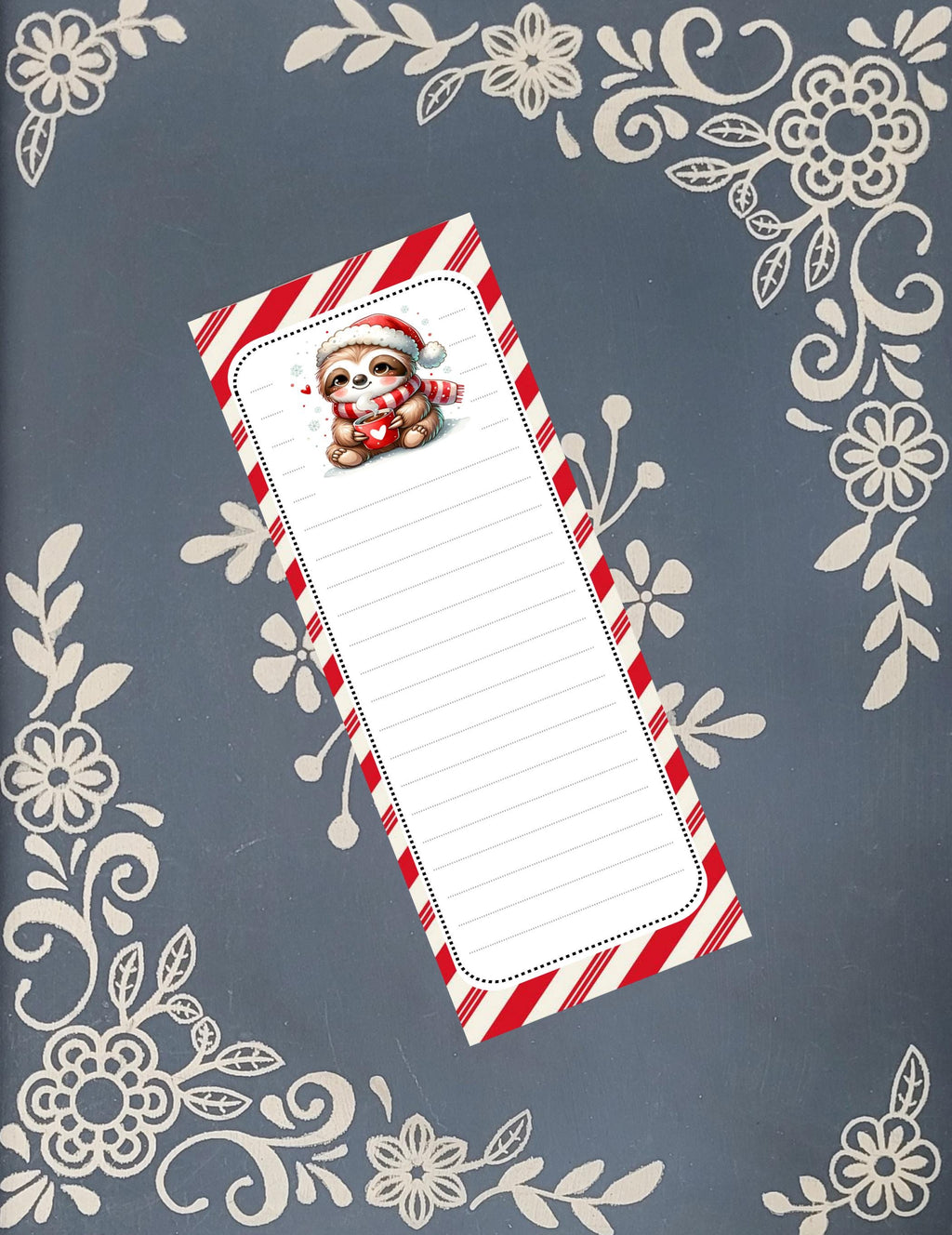 Christmas, Sloth with a Heart Mug, Magnet Notepad List Pad