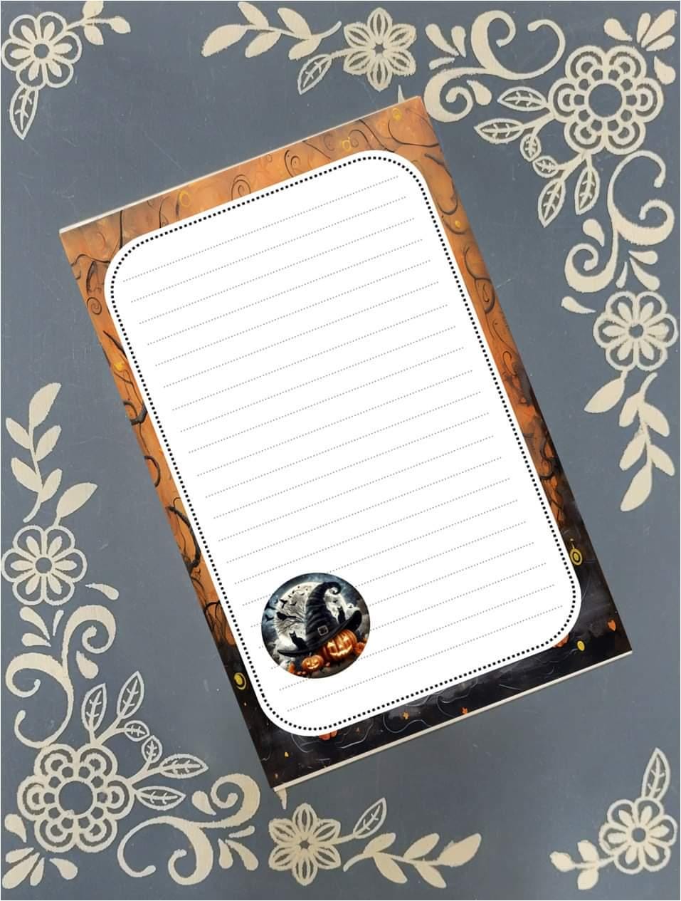 Personalized Witchy Pumpkin Notepad Stationery