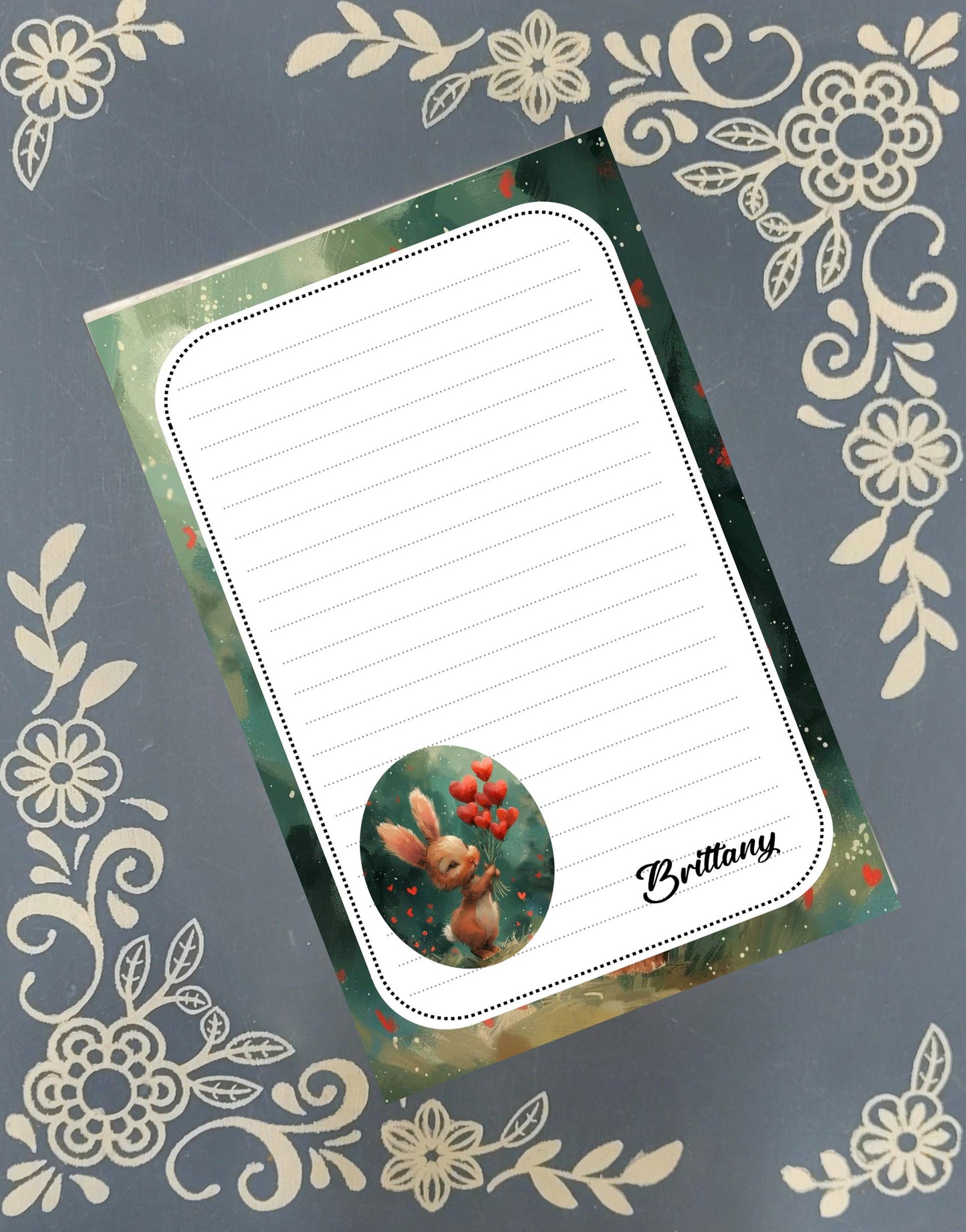 Personalized Valentine's, Some Bunny Loves You, Love, Notepad Stationery