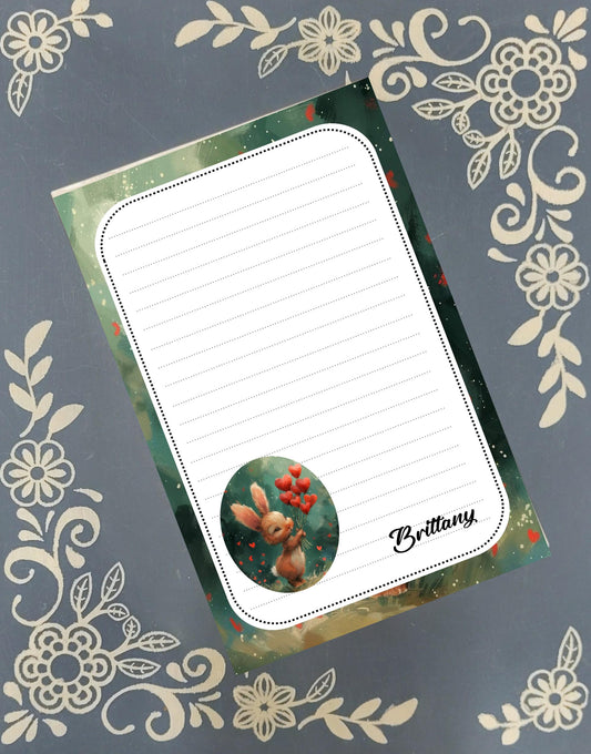 Personalized Valentine's, Some Bunny Loves You, Love, Notepad Stationery
