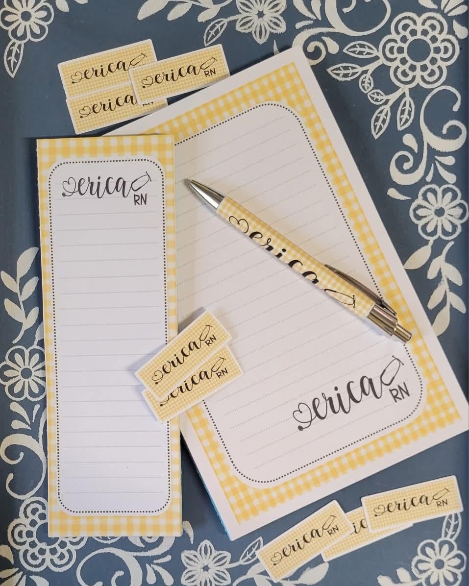 Custom Request, Personalized Notepad Stationery, Magnet List Pad, and Pen