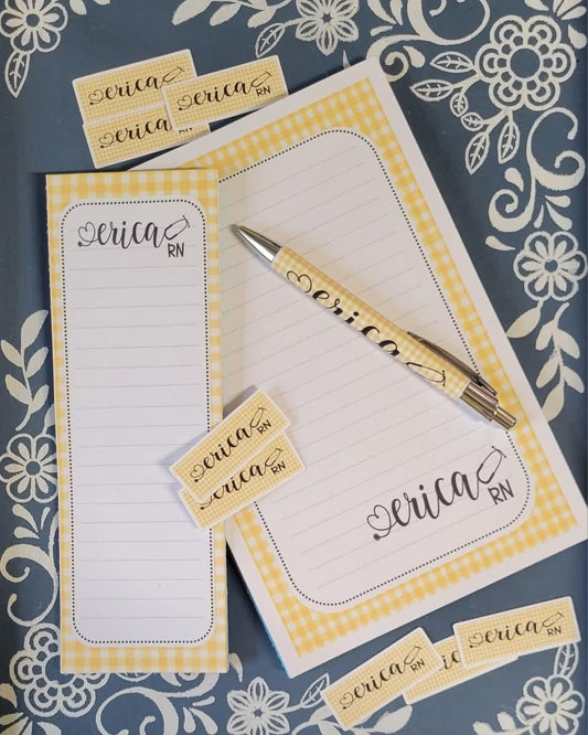 Custom Request, Personalized Notepad Stationery, Magnet List Pad, and Pen