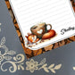 Personalized Squirrel around a Coffee Mug, Autumn Fall, Notepad Stationery