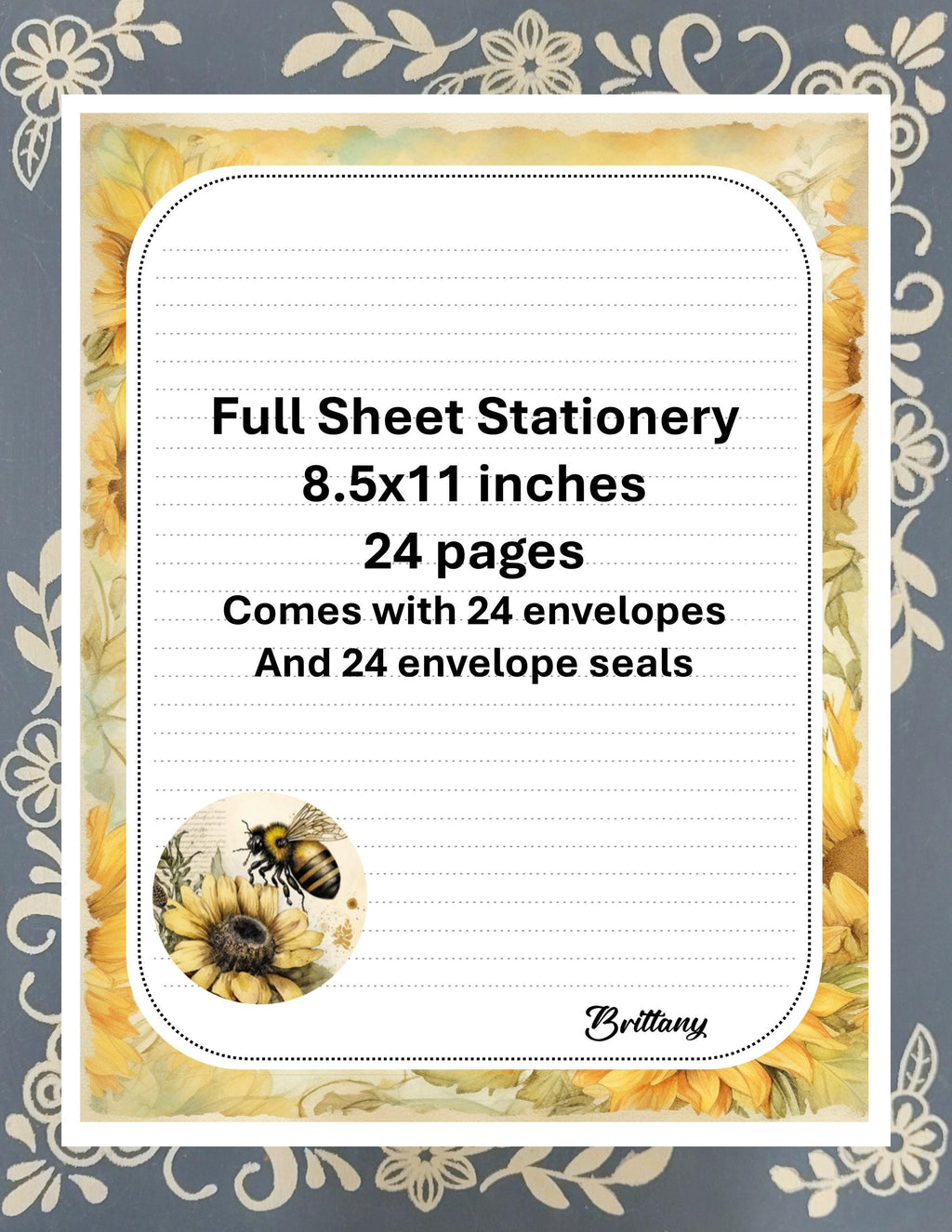 Personalized Bee & Sunflower Stationery Kit | Pen Pal Letter Set