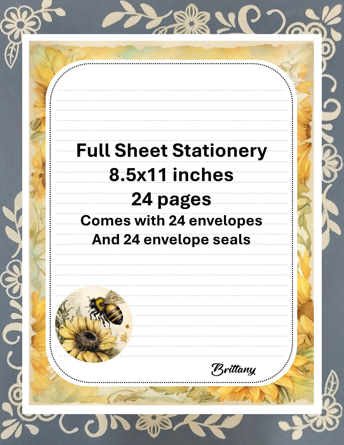 Personalized Bee & Sunflower Stationery Kit | Pen Pal Letter Set