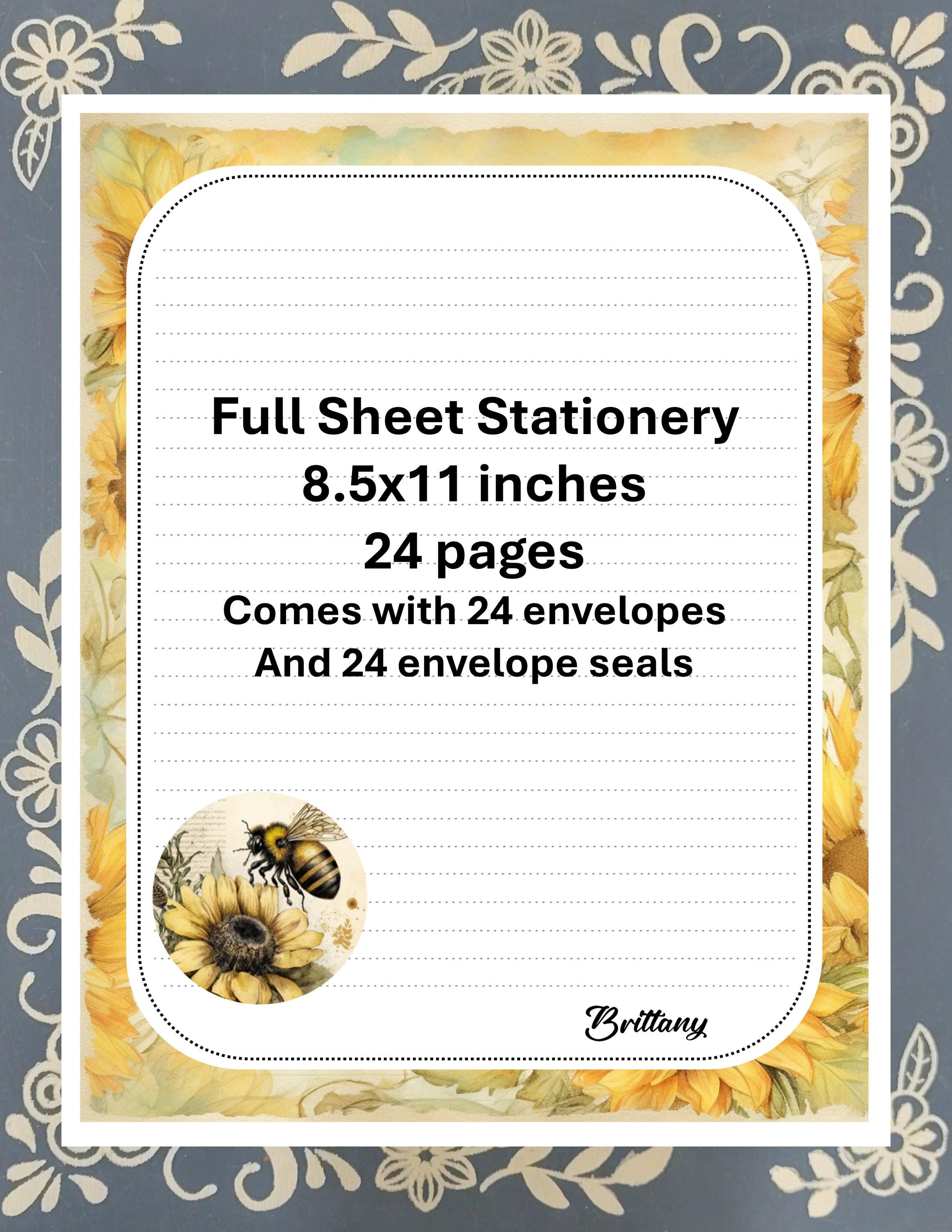 Personalized Bee & Sunflower Stationery Kit | Pen Pal Letter Set