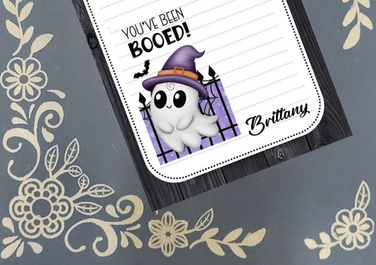 Personalized You've Been Booed, Ghost, Purple, Halloween, Notepad Stationery