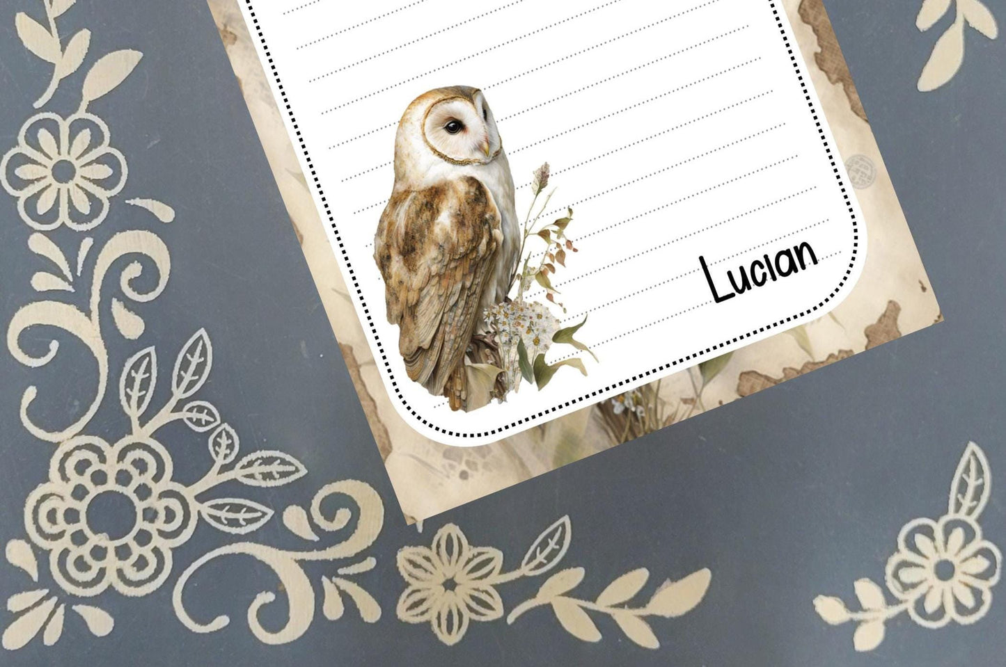 Personalized Owl, Barn Owl, Notepad Stationery