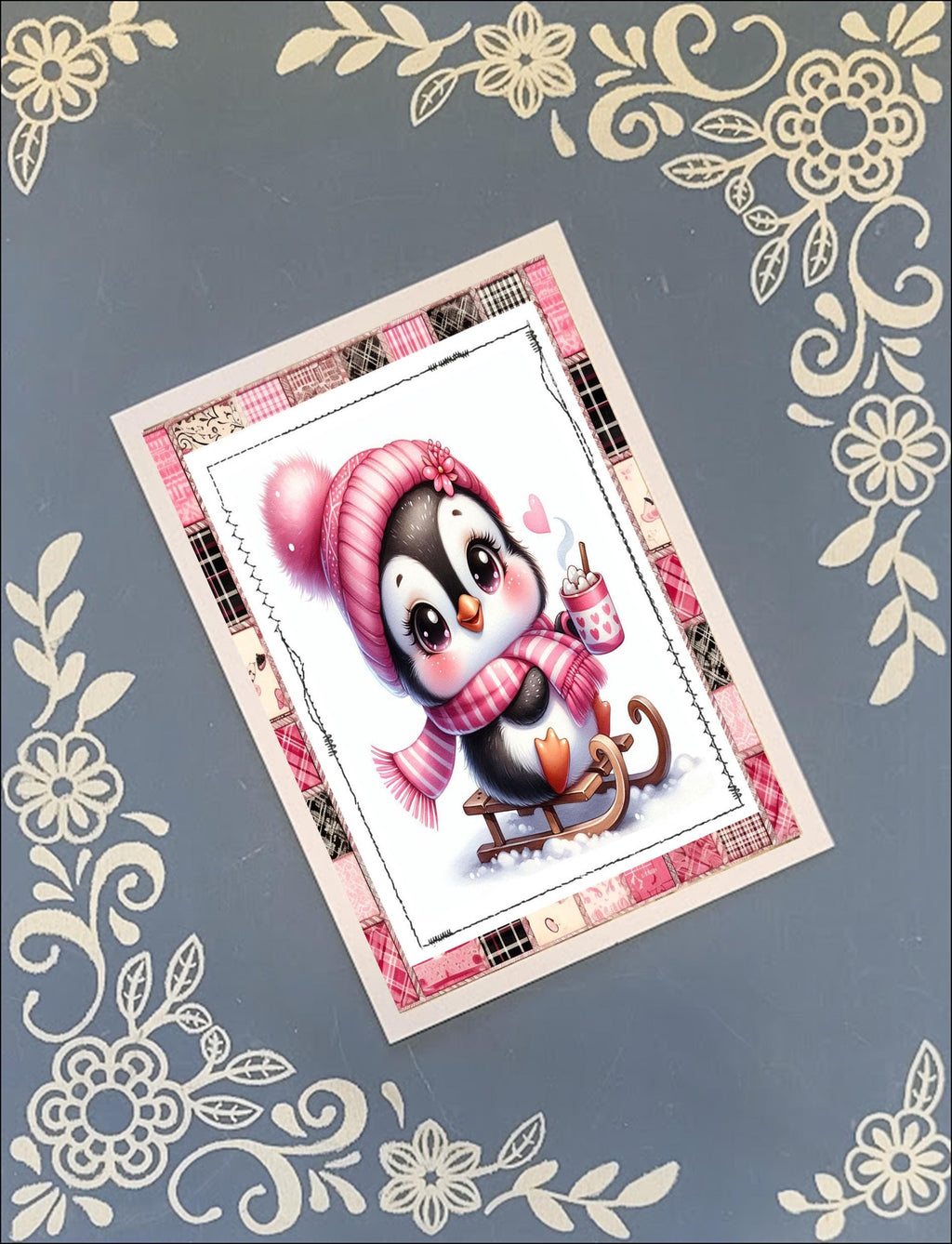 Christmas, Winter Animals on Sleds, Greeting Card Bundle