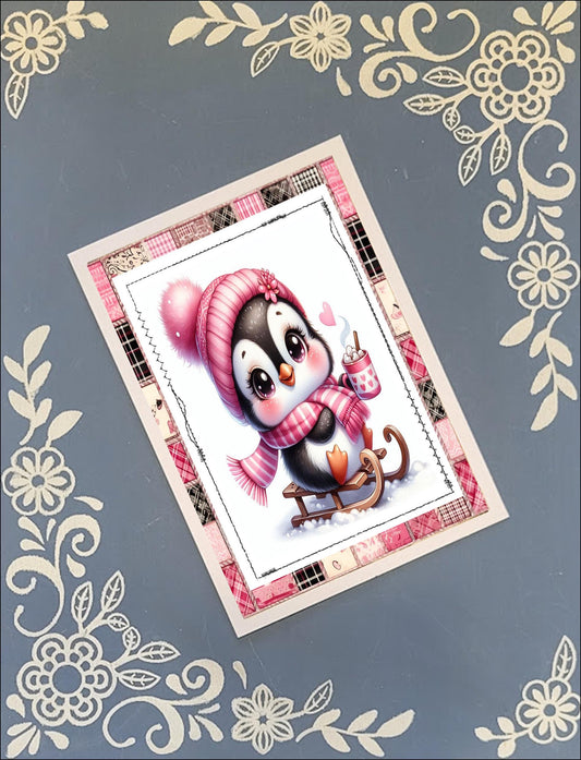 Christmas, Winter Animals on Sleds, Greeting Card Bundle