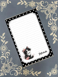 Personalized Cat, Black and White Kitten, Notepad Stationery